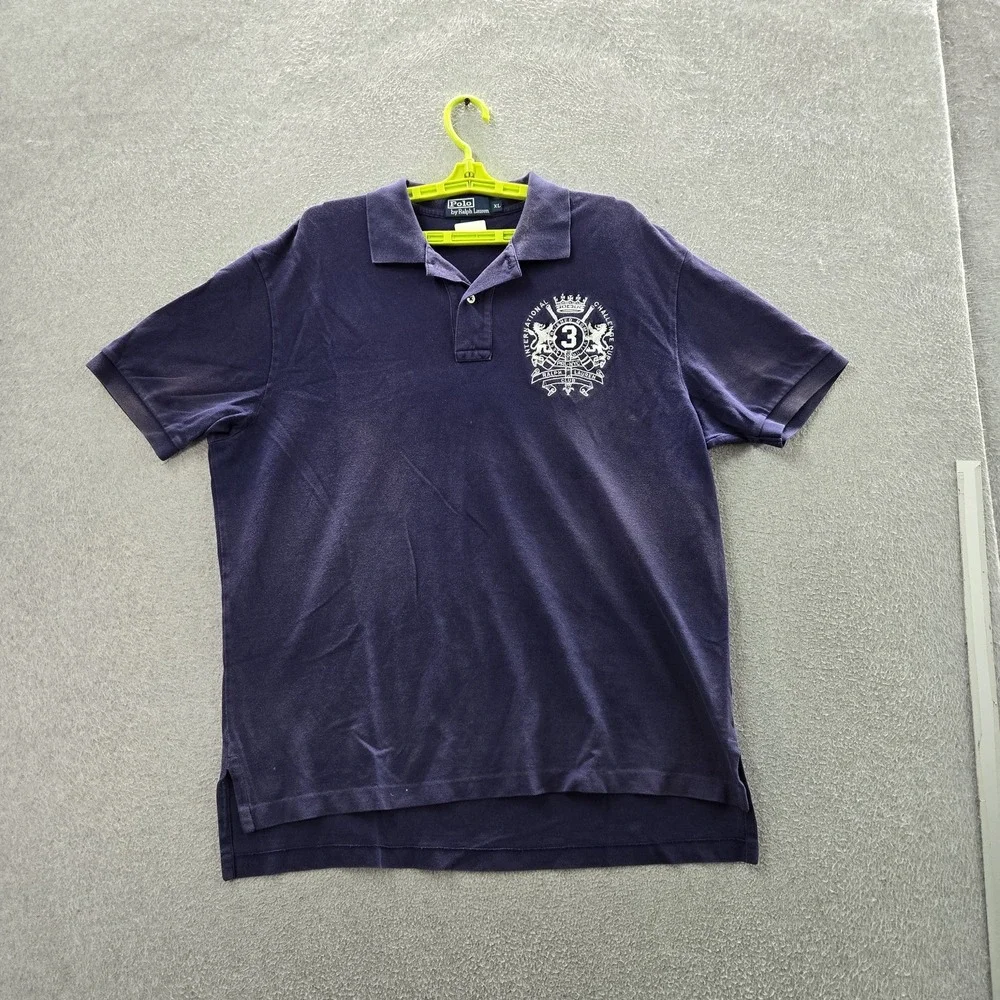 Polo Ralph Lauren Men Polo XL Purple Embroidered Crest Logo READ